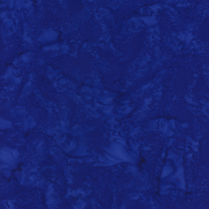 Cobalt blue mottled tonal batik fabric