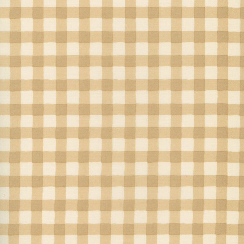 Fabric with a flaxen tan gingham pattern