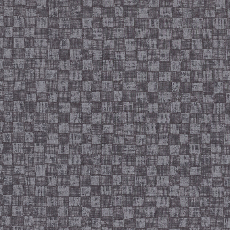 tonal gray checkerboard fabric with a cross hatch texture