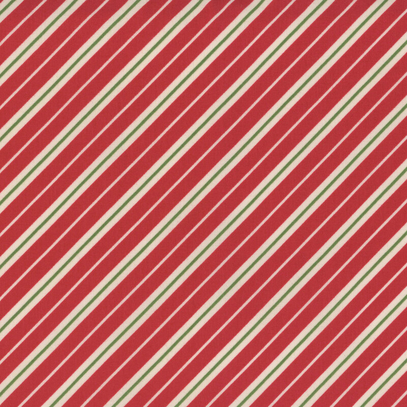 red fabric adorned with diagonal white and green stripes