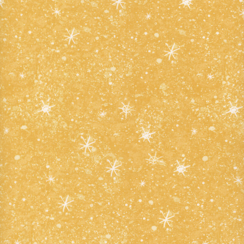 snowflake covered golden yellow fabric