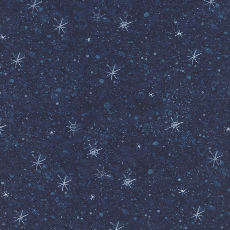 snowflake covered rich blue fabric