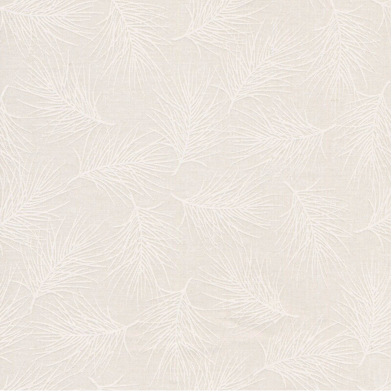 White fabric with tonal pine branches tossed all over