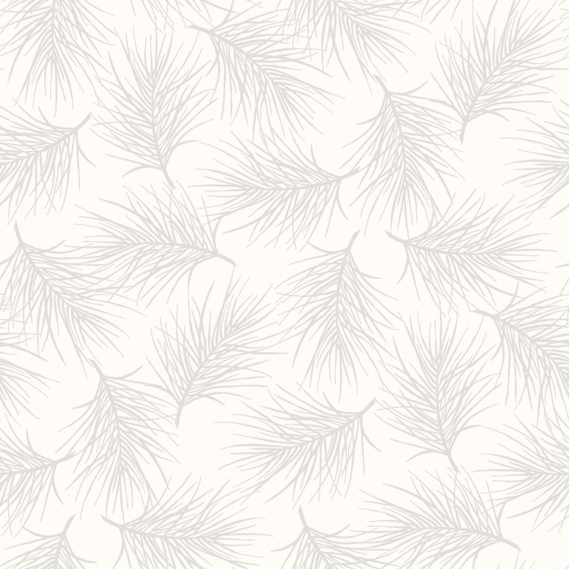 Light gray background featuring a repeating pattern of delicate pine needle illustrations.