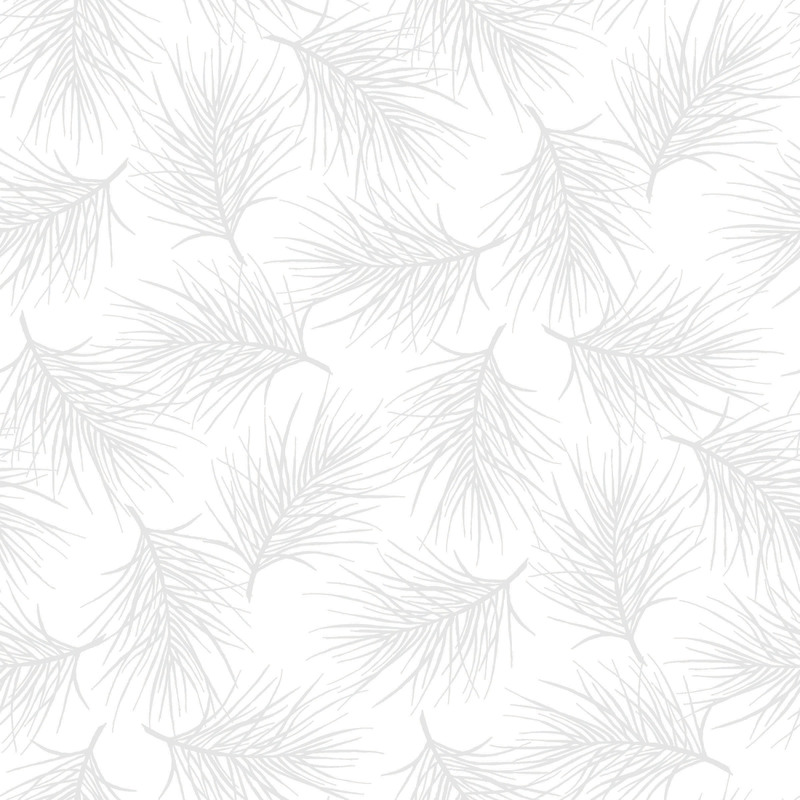 Seamless pattern of light gray pine branches on a white background.