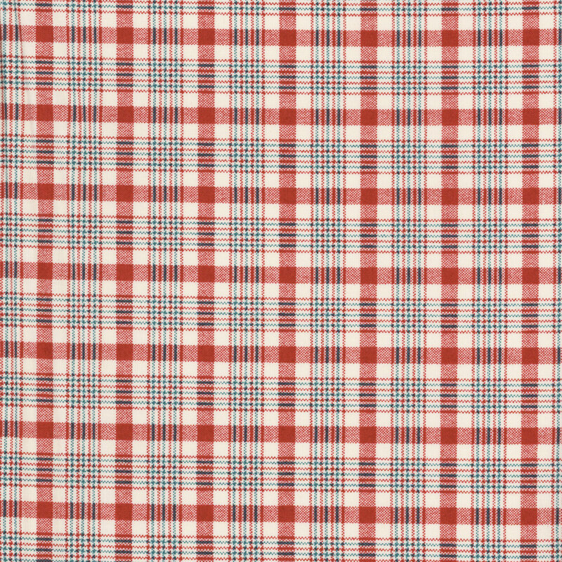lovely teal, red, and white plaid fabric