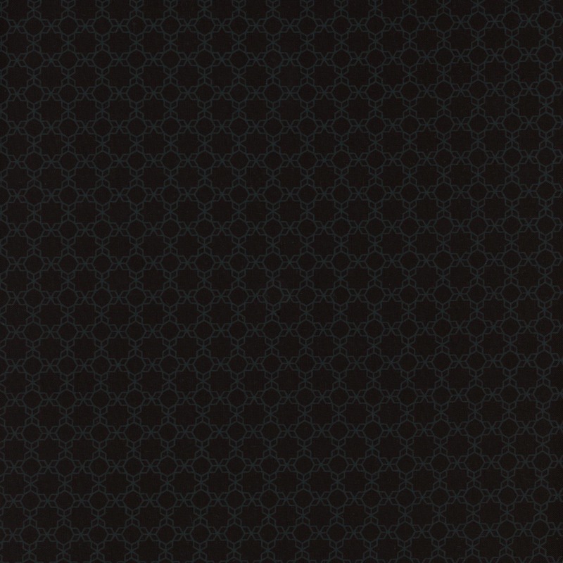 Fabric with a tonal lattice-like grid on black