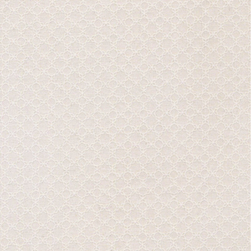 Fabric with a tonal lattice-like grid on white
