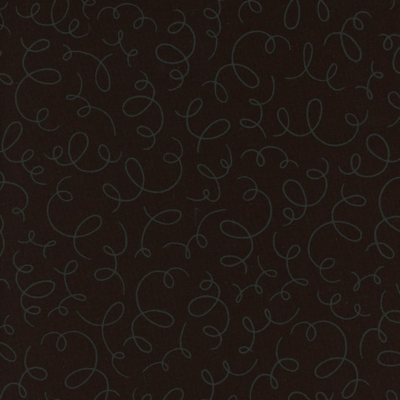 Tonal black fabric with squiggly lines tossed all over