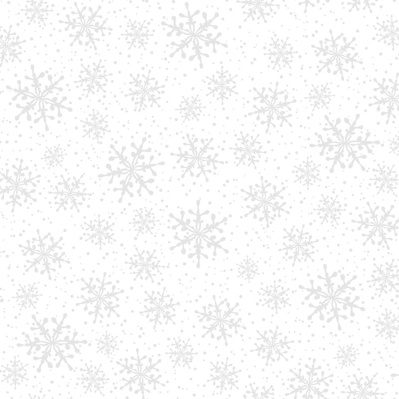 White fabric with tonal white snowflakes all over