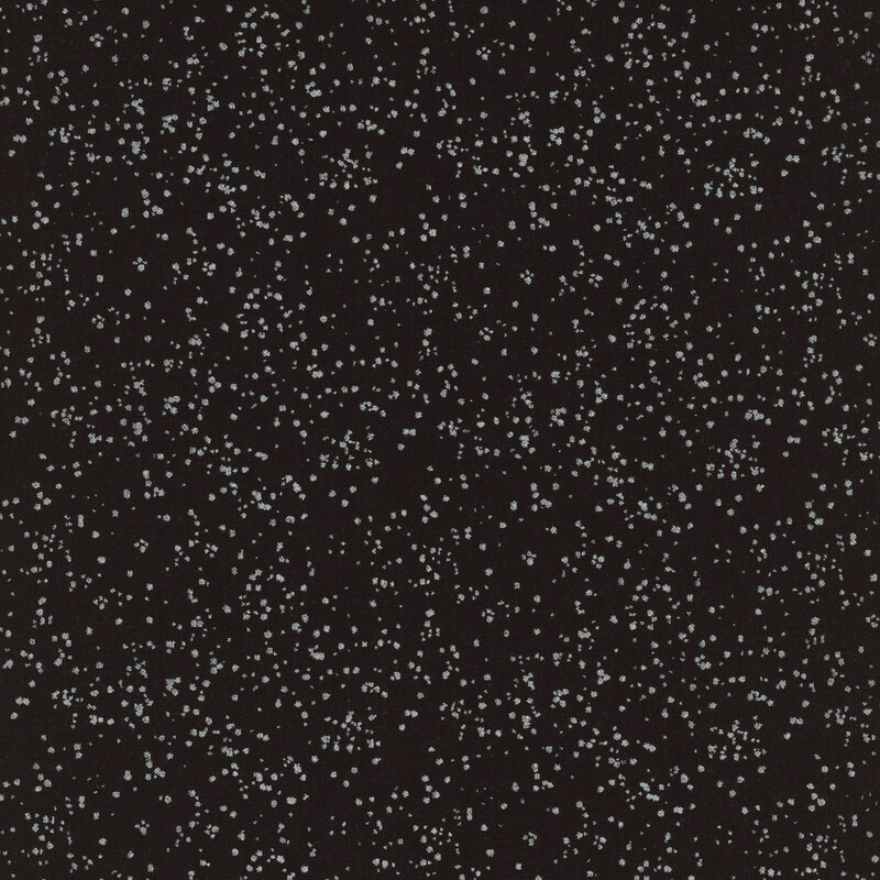 deep black fabric with metallic silver speckling