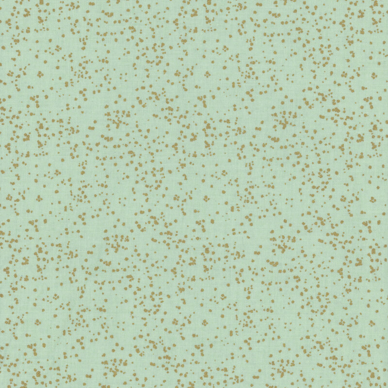 Mint green fabric with metallic gold speckling