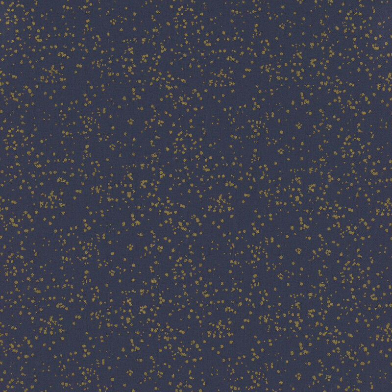 navy blue fabric with metallic gold speckling