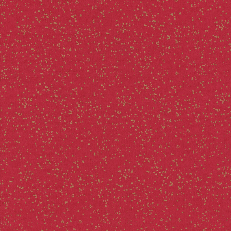 crimson red fabric with metallic gold speckling