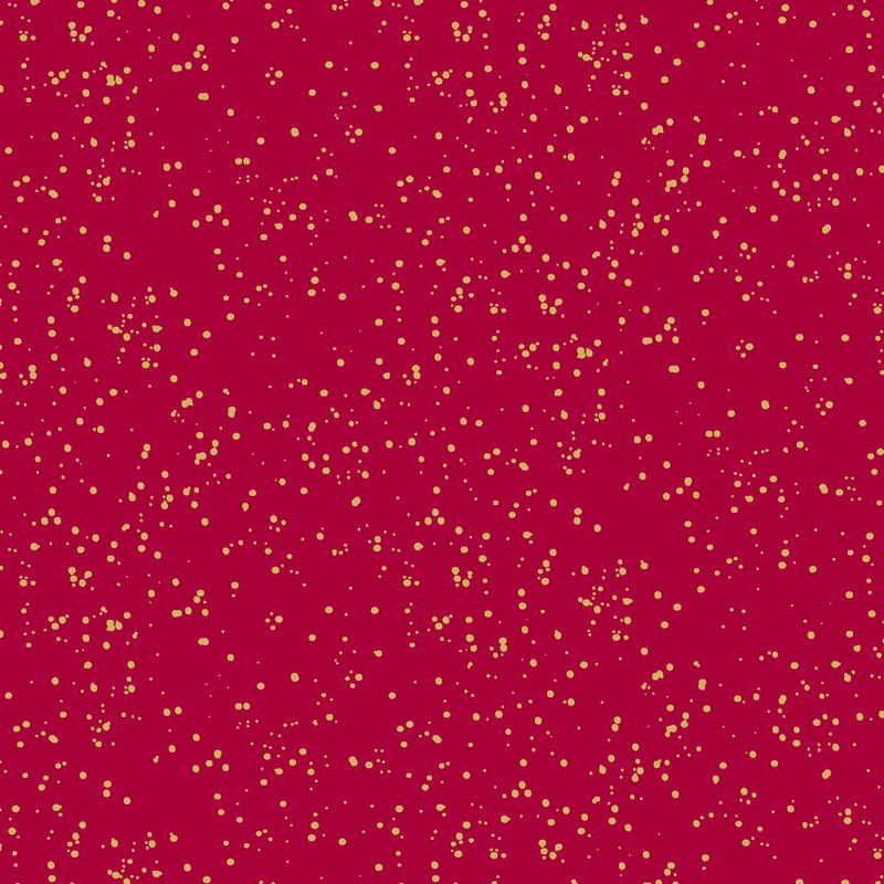 crimson red fabric with metallic gold speckling