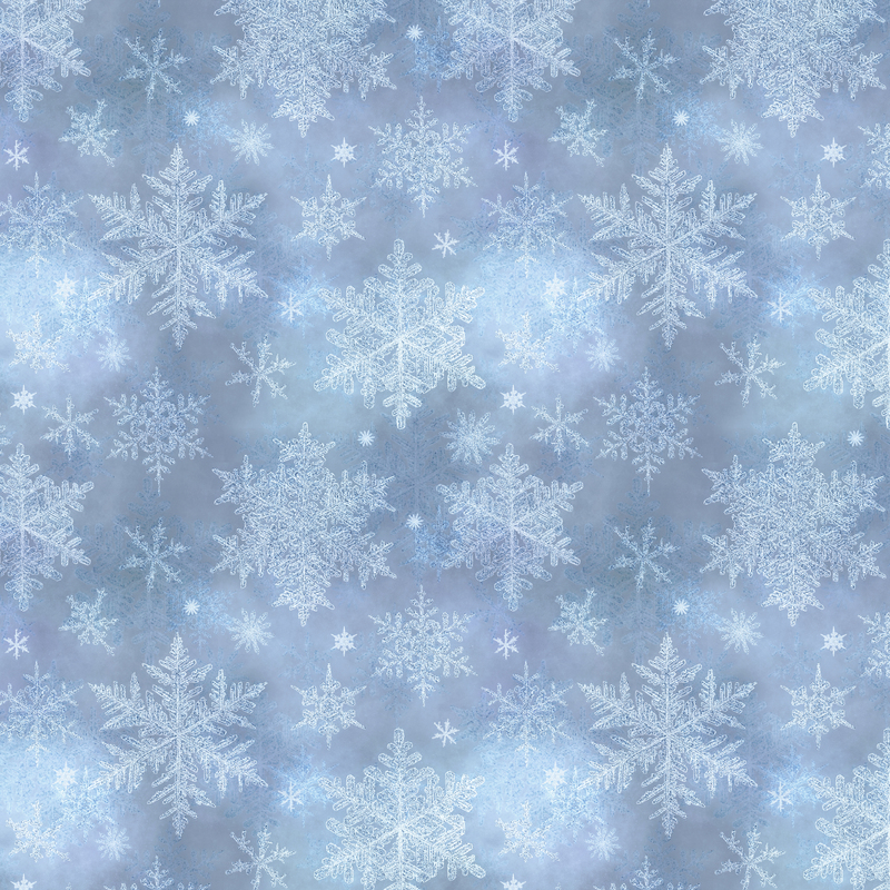 light blue mottled fabric featuring scattered tonal snowflakes