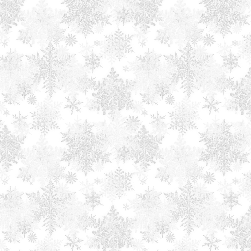 white fabric featuring scattered light gray snowflakes