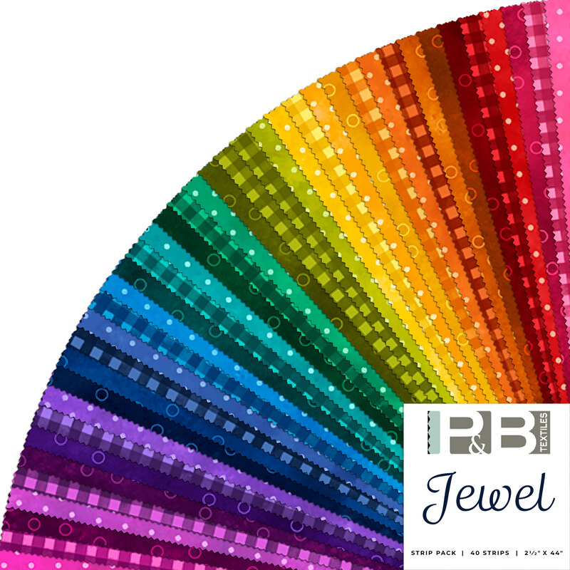 Composite image of the 39 SKUs in the Jewel collection, arranged in a rainbow collage