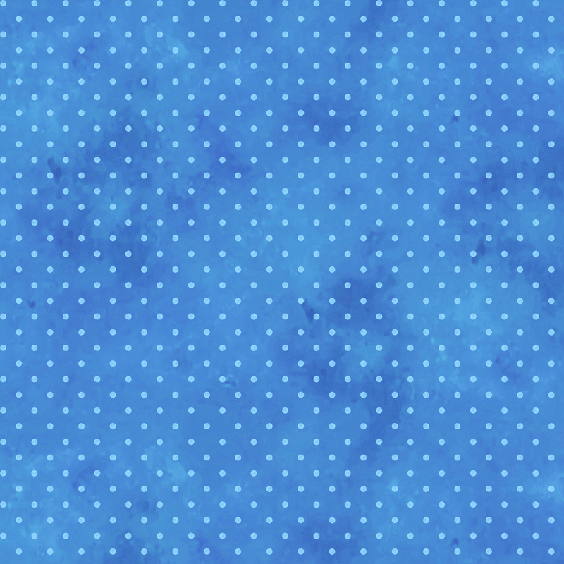 bright blue mottled fabric with light blue polka dots