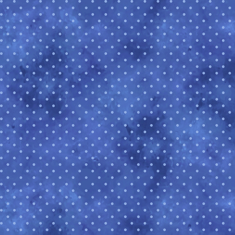 bright royal blue mottled fabric with light blue polka dots