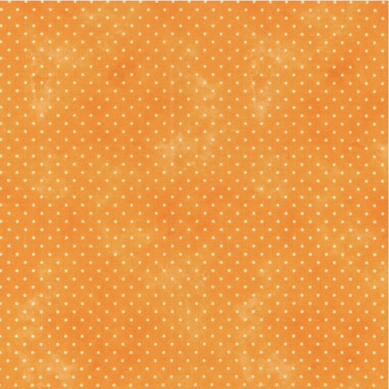 bright cheddar orange mottled fabric with light orange polka dots