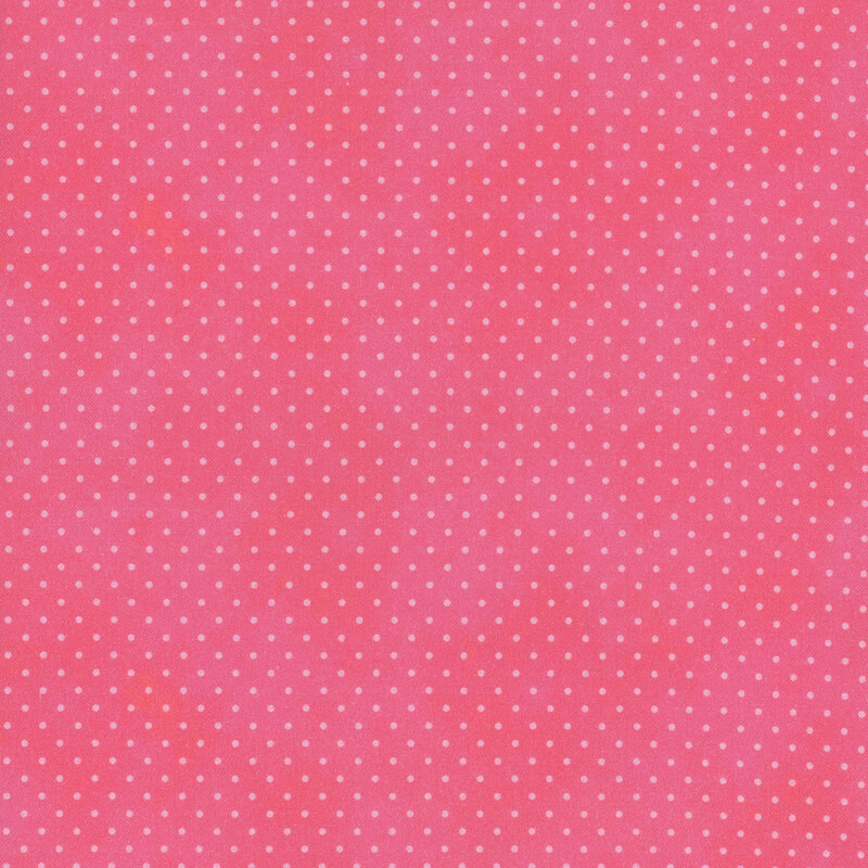 bright pink mottled fabric with light pink polka dots