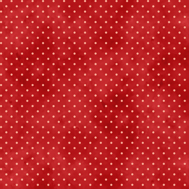 bright red mottled fabric with pale red polka dots