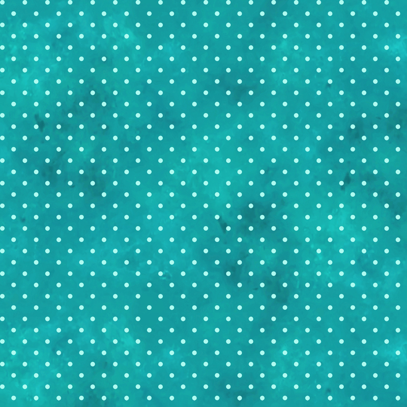 bright teal mottled fabric with light teal polka dots