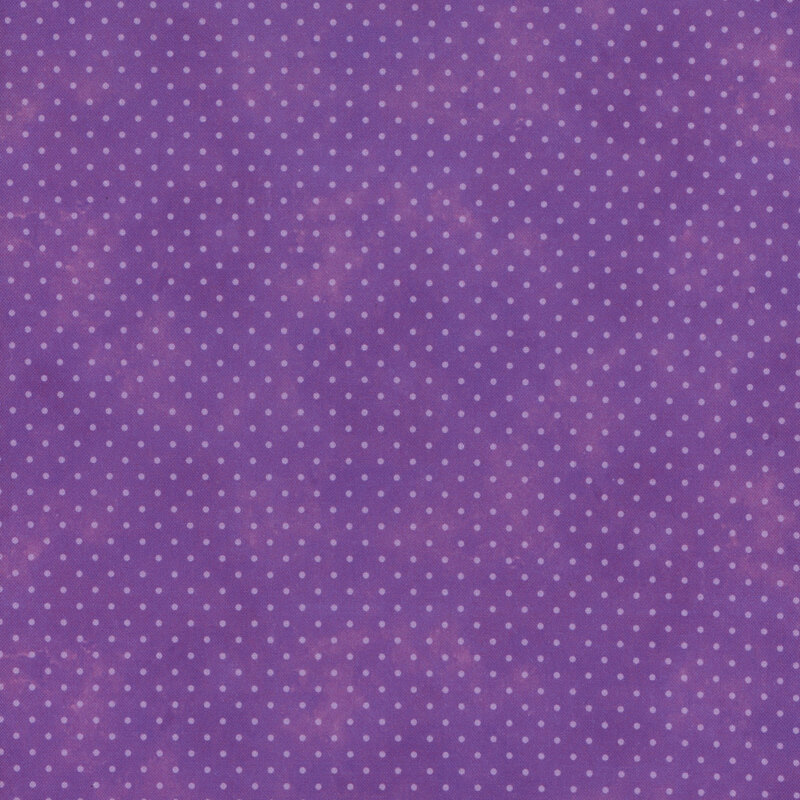 violet mottled fabric with light violet polka dots