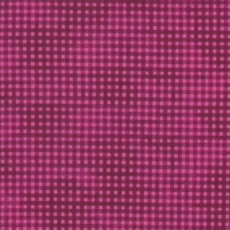 fuchsia mottled fabric with purple gingham striping