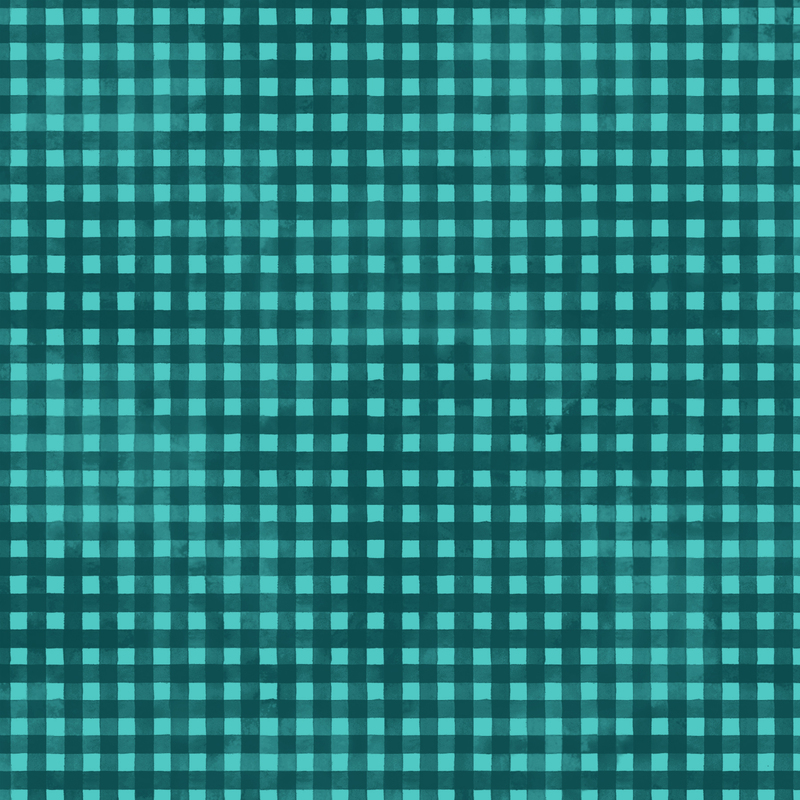 bright teal mottled fabric with darker teal gingham striping