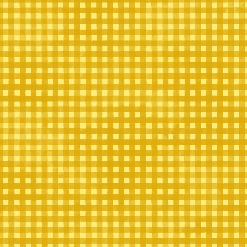bright yellow mottled fabric with golden yellow gingham striping