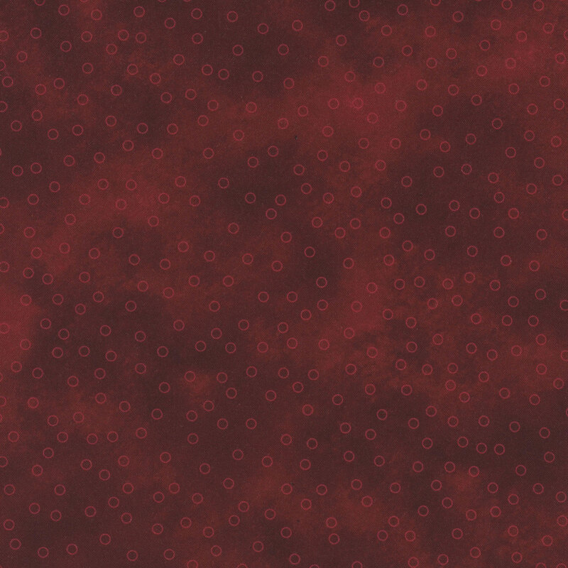  Deep red mottled fabric with scattered red circle outlines