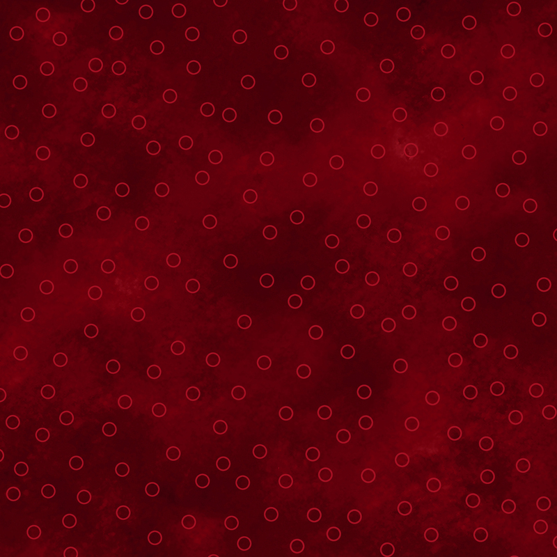 vibrant crimson mottled fabric with scattered red circle outlines