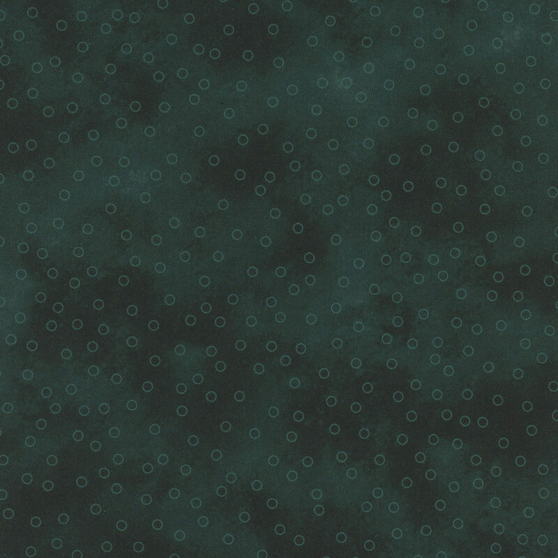 dark teal mottled fabric with scattered teal circle outlines