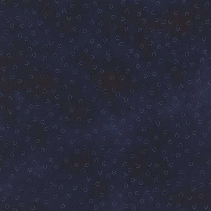 deep navy blue mottled fabric with scattered blue circle outlines