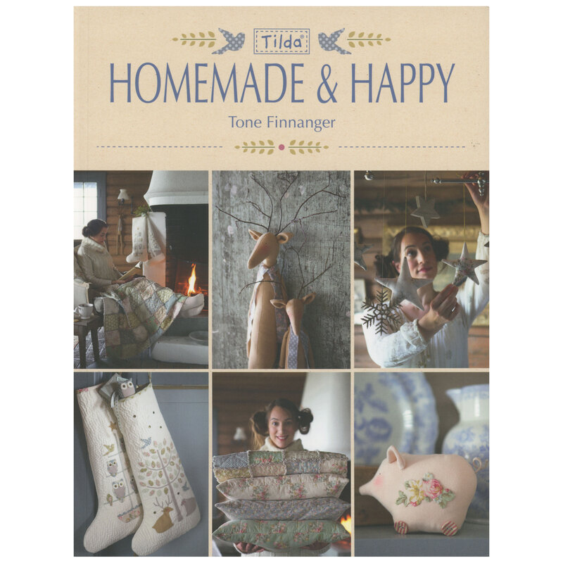 Front cover with six images introducing a handful of the cozy, homemade projects contained in this book