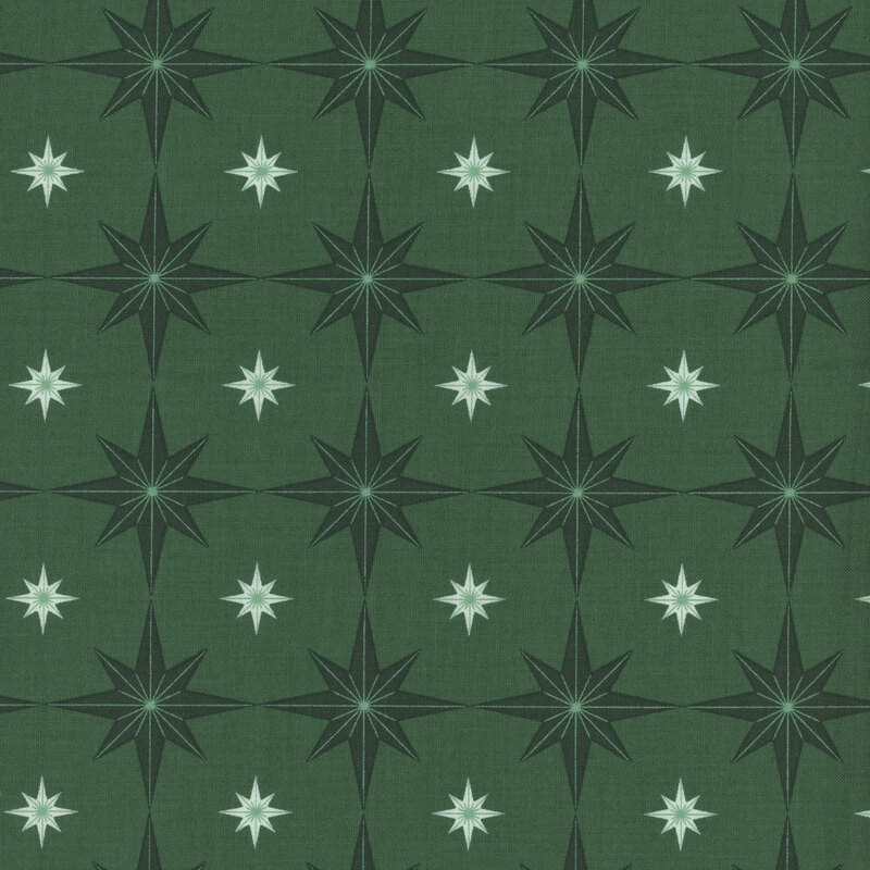 Green with large green stars and small white stars.