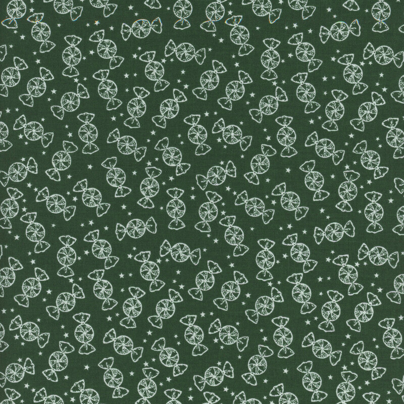 Green fabric with a white peppermint candy pattern.