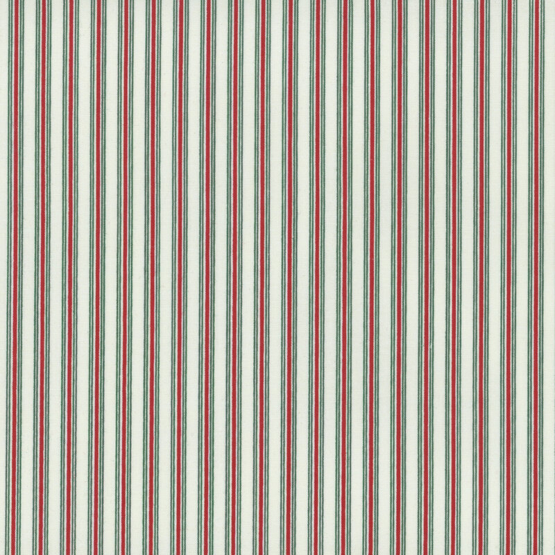 Cream fabric with a red and green striped pattern.