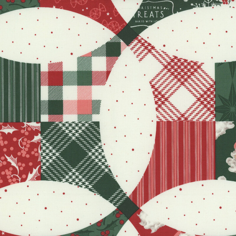 Fabric with a patchwork pattern featuring the fabrics in the Merry Little Christmas collection.