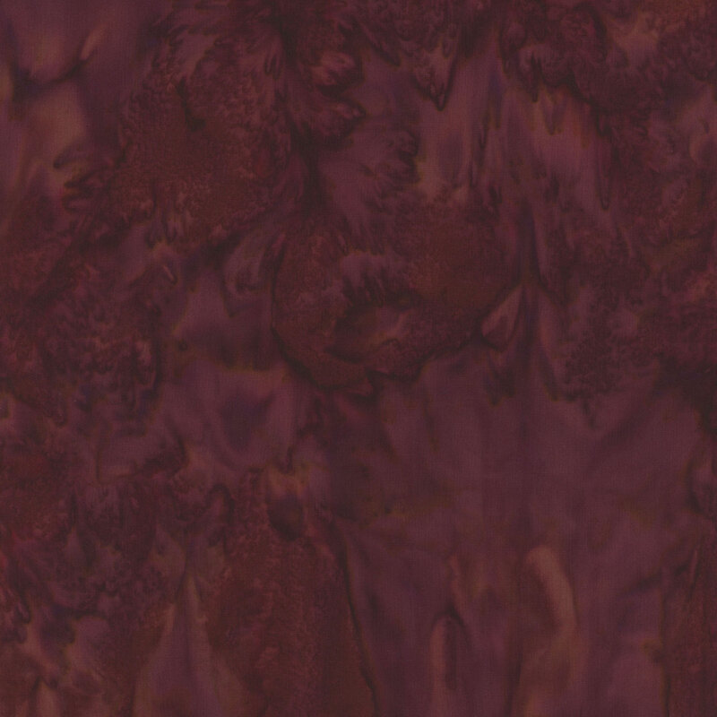 Deep brick purple-red mottled watercolor fabric