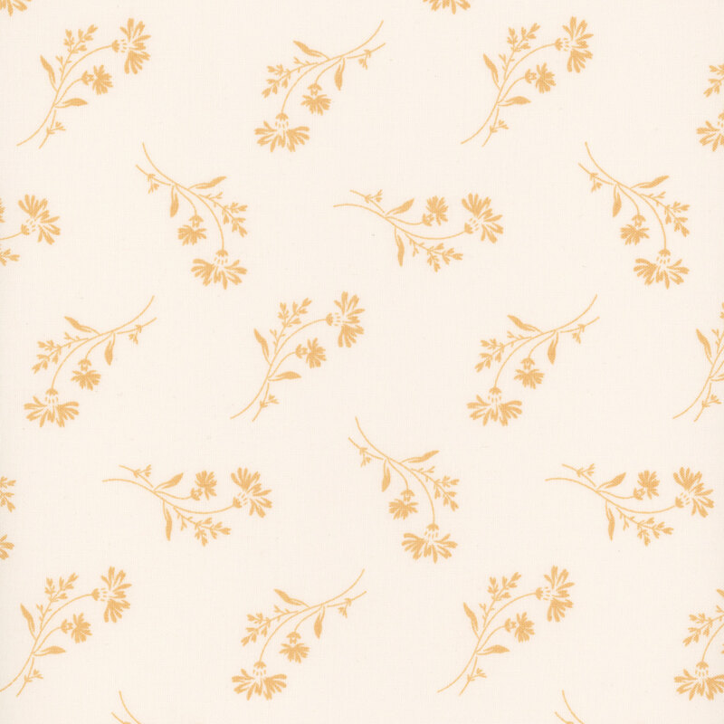 Light cream fabric with tossed golden florals all over