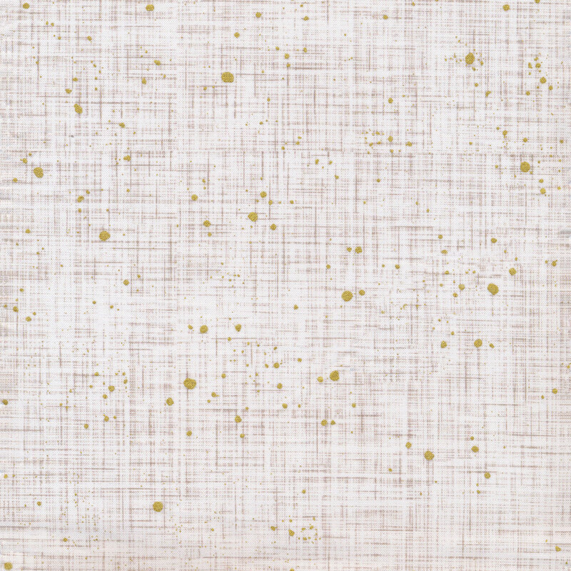 cream textured fabric featuring metallic gold speckling