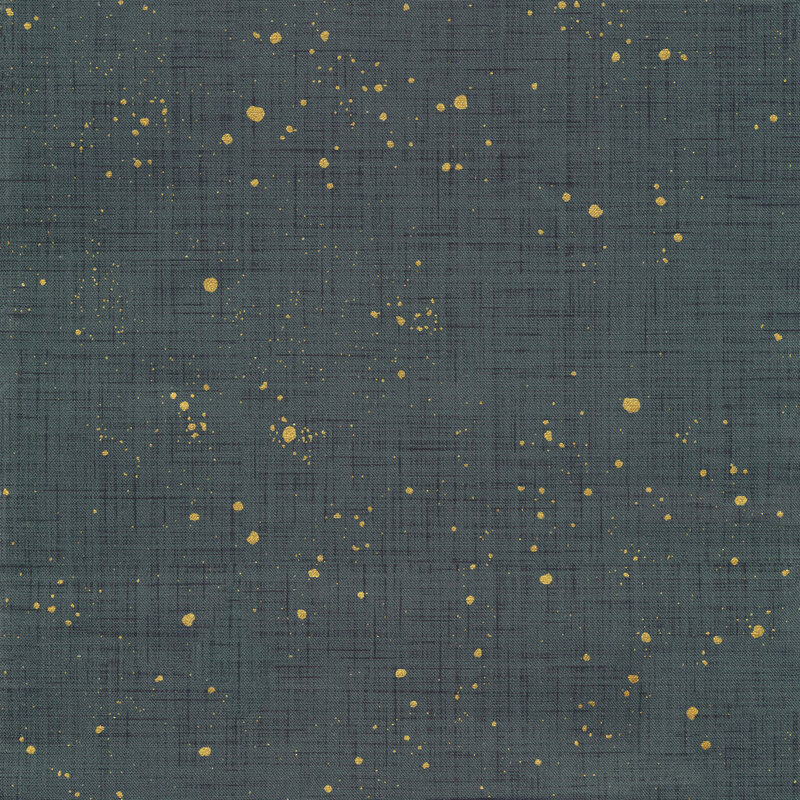 dark and dusty teal textured fabric featuring metallic gold speckling