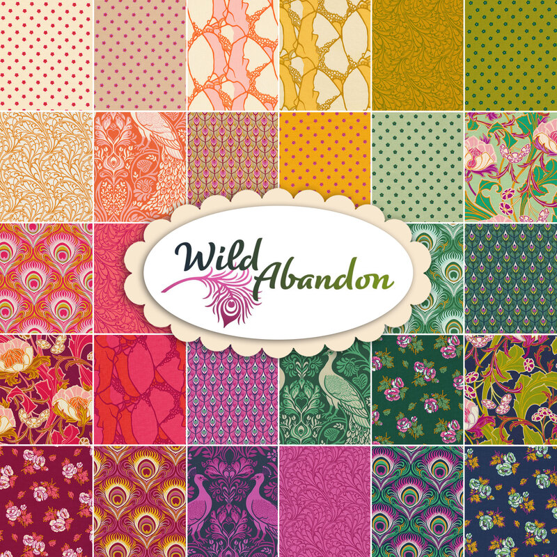 Collage of the 28 SKUs in the Wild Abandon Collection, arranged in a rainbow collage