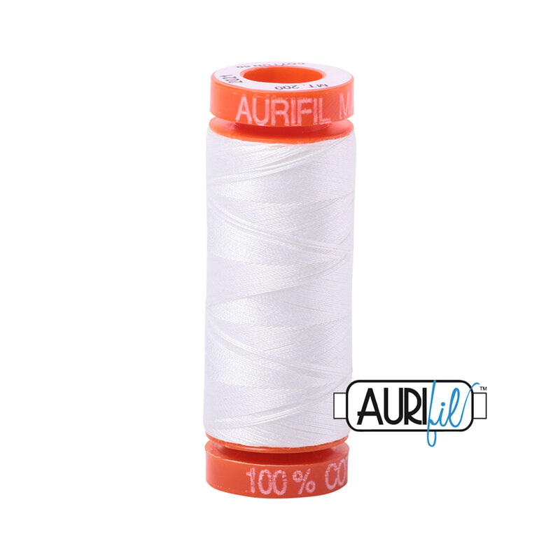 Natural White thread on an orange spool, isolated on a white background