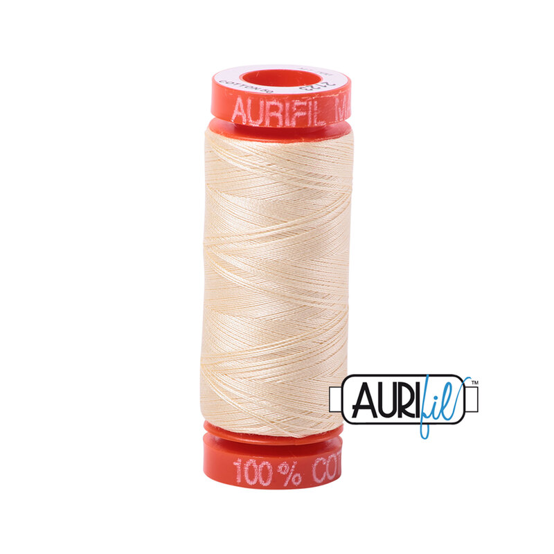 Butter thread on an orange spool, isolated on a white background