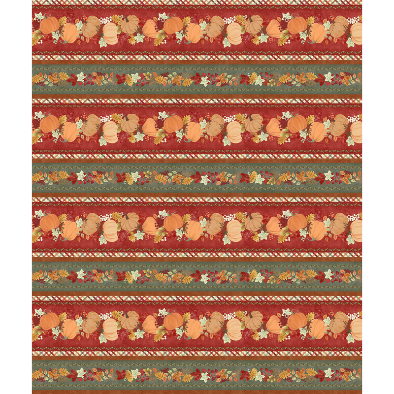 Digital image of border stripe featuring pumpkins and leaves