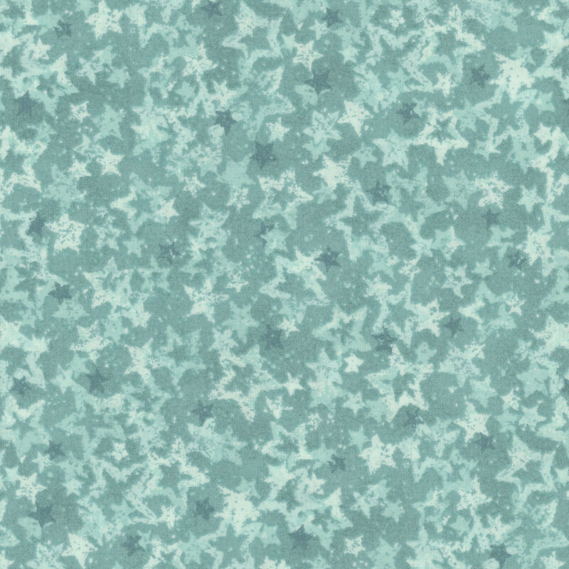 Aqua fabric with various aqua stars.